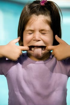 Close-up of a girl making a face