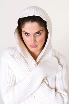 Portrait of a young woman looking serious