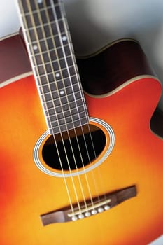 High angle view of guitar