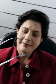 Close-up of a businesswoman thinking