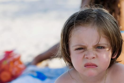 Portrait of a boy making a face