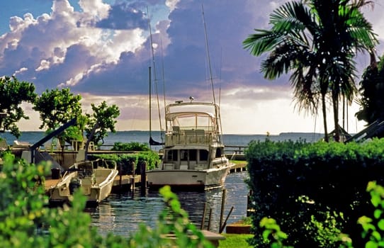 Moored boats at a pier