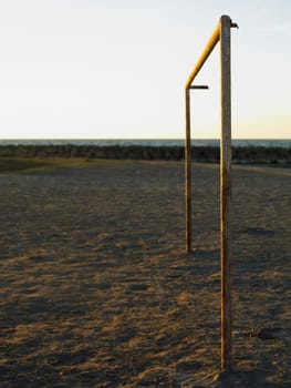 Goal post on the beach, Cartagena, Colombia