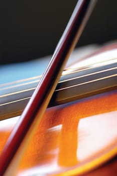 Close-up of violin and violin bow