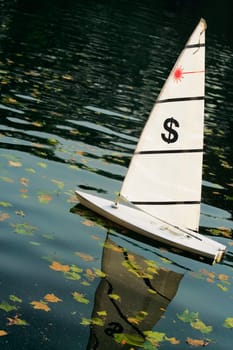 Low angle view of a sailboat in the river