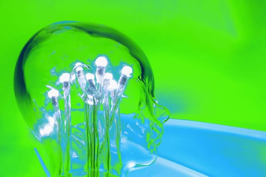 Electric light in a glass mannequin