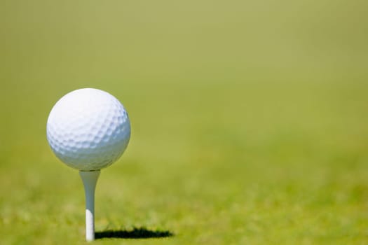 Close-up of a golf ball on a tee