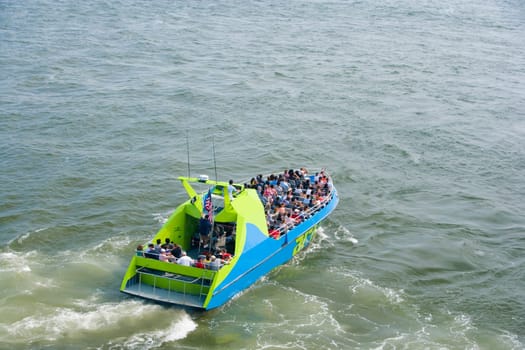 High angle view of tourist in a tour boat