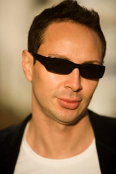 Portrait of a young man wearing sunglasses