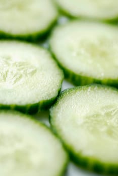 Close-up of slices of cucumber