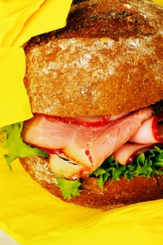 Close-up of a roast beef burger