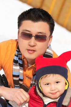 Portrait of a boy with his father