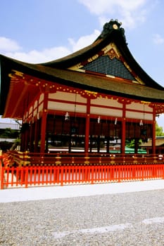 Low angle view of a religious building, Fushimi-Inari Shrine, Kyoto, Japan