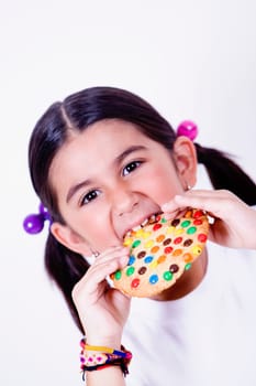 Portrait of a girl eating a donut