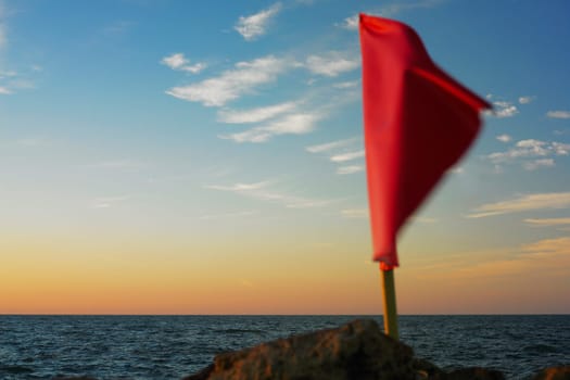 Close-up of a flag fluttering on a rock, Cartagena, Colombia
