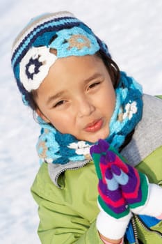 Portrait of a girl shivering