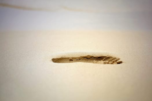 Close-up of a footprint in the sand