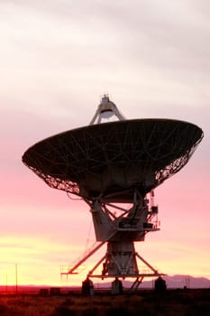 Radio telescope on a landscape, VLA radio telescope, New Mexico, USA