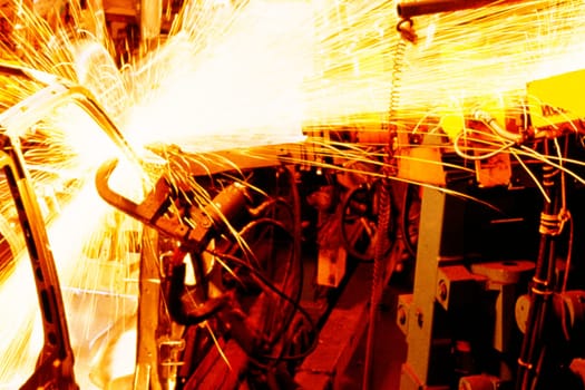 Robots welding automobile van bodies, Baltimore, Maryland, USA