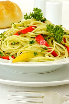 Close-up of a plate of noodles