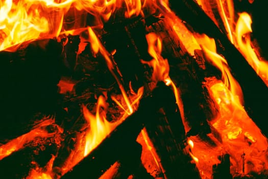 Close-up of a log fire