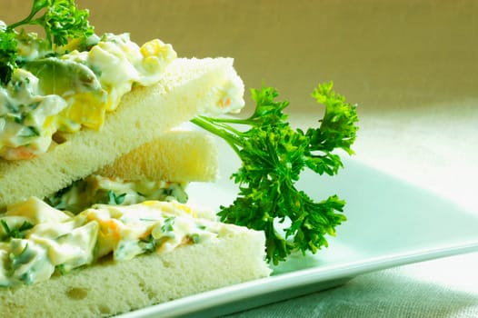 Close-up of a sandwich with cheese on a tray