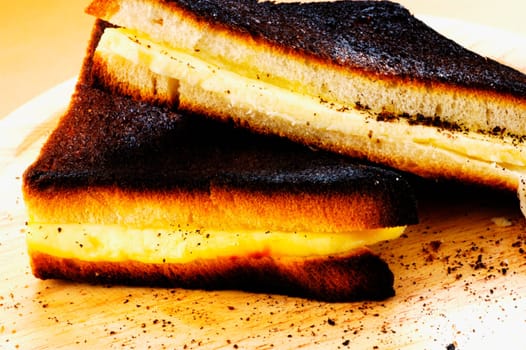 Close-up of two toasts