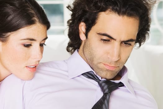 Close-up of a businessman and a businesswoman