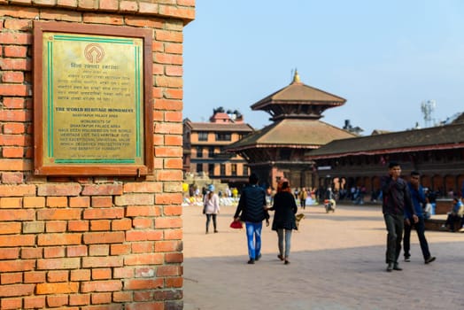 BHAKTAPUR, NEPAL - CIRCA NOVEMBER 2015: Bhaktapur Durbar Square is a UNESCO World Heritage Site.