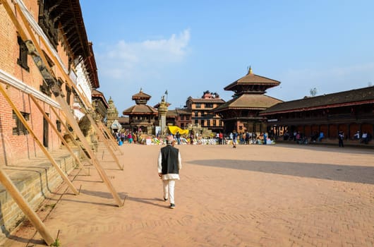 BHAKTAPUR, NEPAL - CIRCA NOVEMBER 2015: Bhaktapur Durbar Square is a UNESCO World Heritage Site.