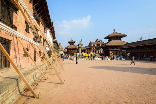 BHAKTAPUR, NEPAL - CIRCA NOVEMBER 2015: Bhaktapur Durbar Square is a UNESCO World Heritage Site.