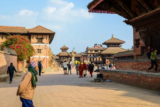 BHAKTAPUR, NEPAL - CIRCA NOVEMBER 2015: Bhaktapur Durbar Square is a UNESCO World Heritage Site.