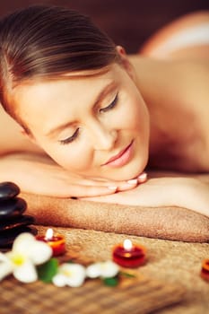 Portrait of young woman at beauty spa