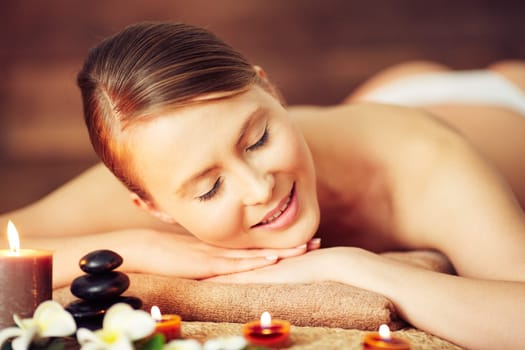 Woman resting at beauty spa