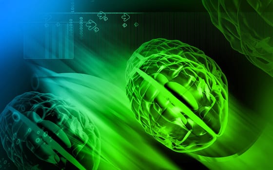 Digital illustration of brain in colour background