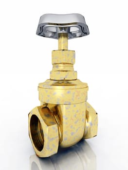 Computer-generated 3D illustration with a plumbing shut-off tap