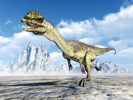 Computer-generated 3D illustration with the dinosaur Dilophosaurus