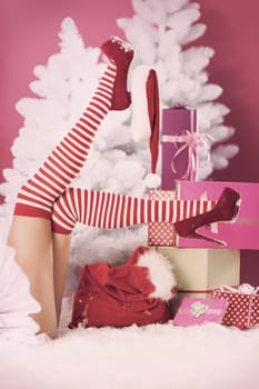 Sexy moments for female santa claus