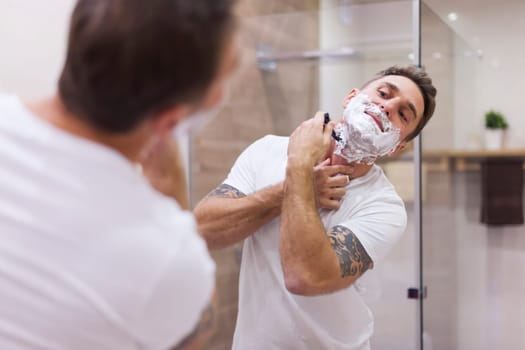 Morning routine of handsome man