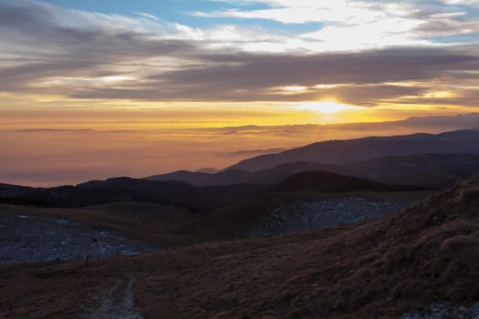 Mountain landscape from Monte Grappa, Alps Italy