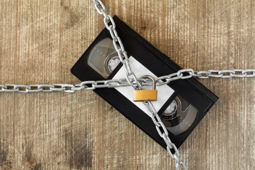 Padlock protecting digital data, security concept