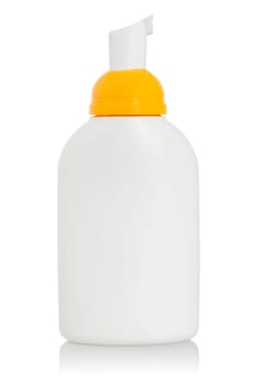 Plastic soap dispenser, isolated on white background