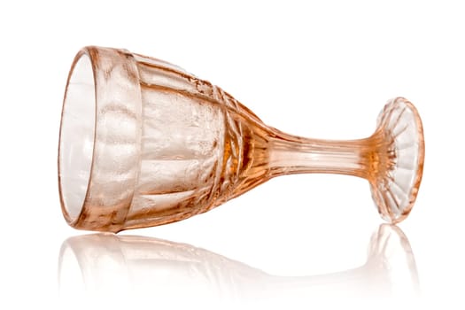 Wineglass with reflection on white background