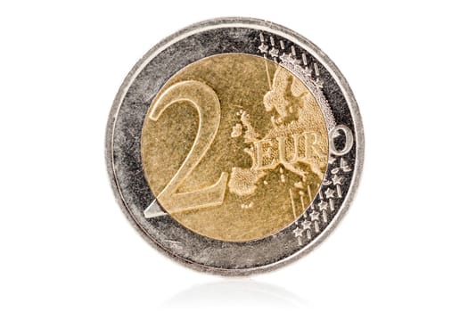 European coin of Two euros, isolated on a white background