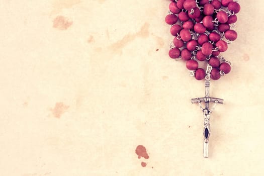 Close-up view of catholic rosary ,copy-space for text