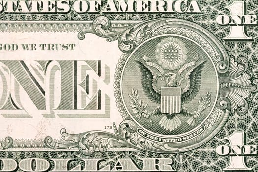Macro fragment banknote one US dollar