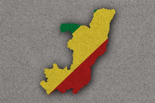 Map and flag of Republic of the Congo on felt