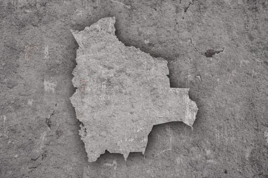 Map of Bolivia on weathered concrete