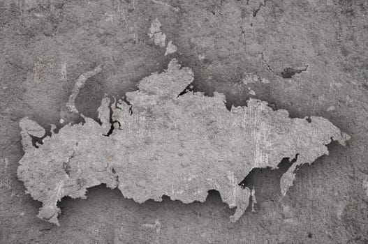 Map of Russia on weathered concrete
