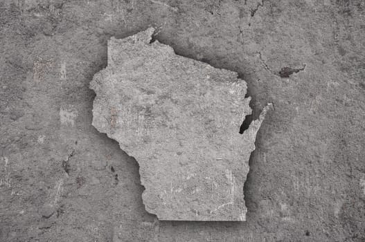 Map of Wisconsin on weathered concrete
